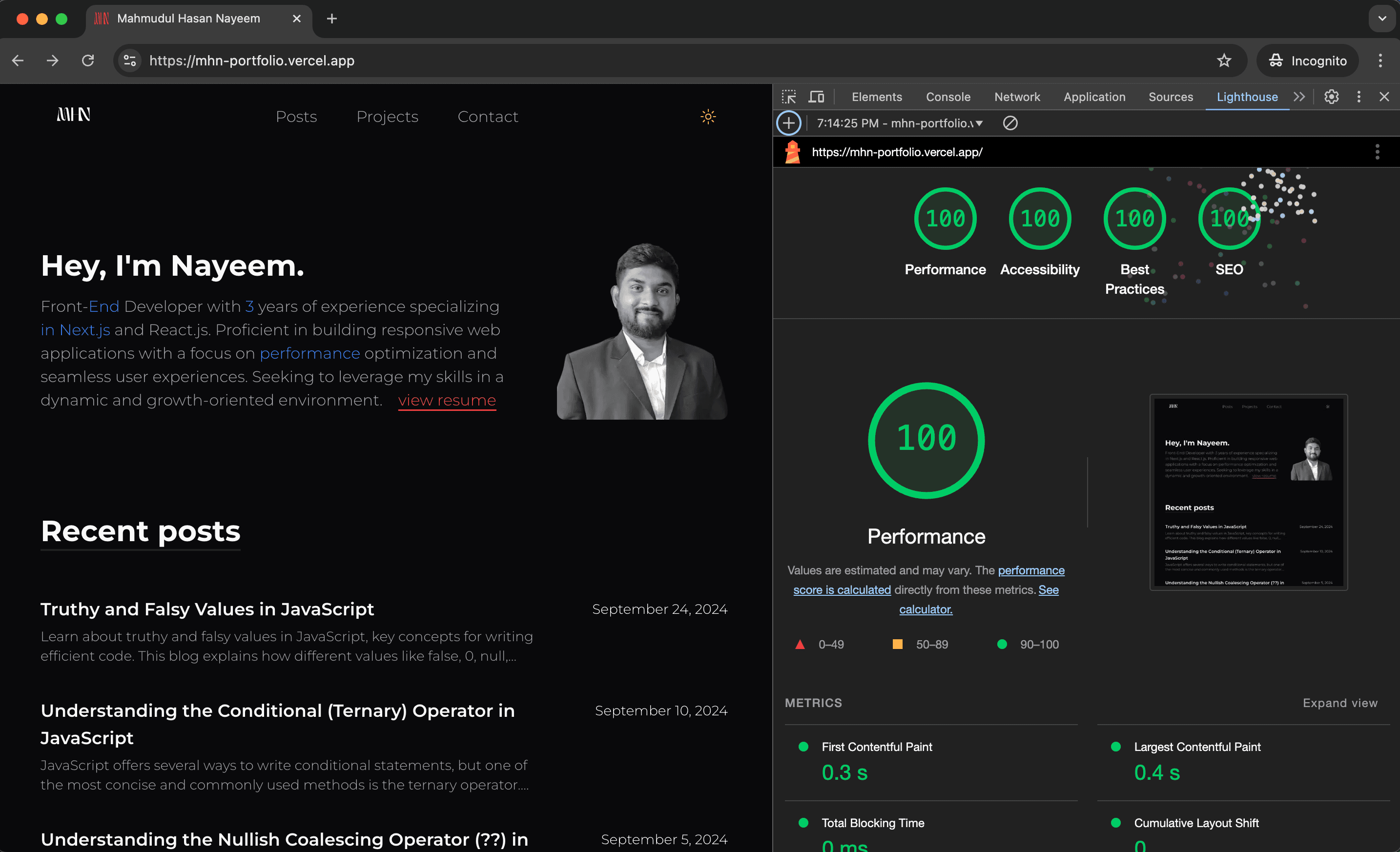 How I Achieved a 100% Lighthouse Score on My Portfolio Website